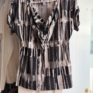 Worthington Black and White Patterned Blouse